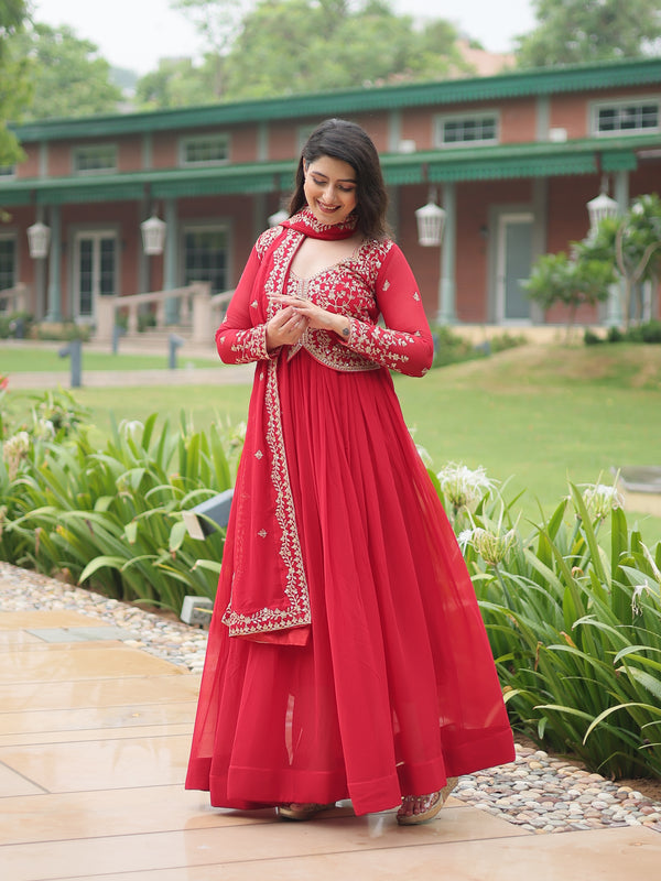 Zari Embroidered Gown with Dupatta