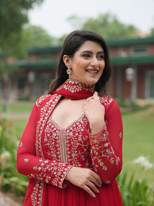 Zari Embroidered Gown with Dupatta