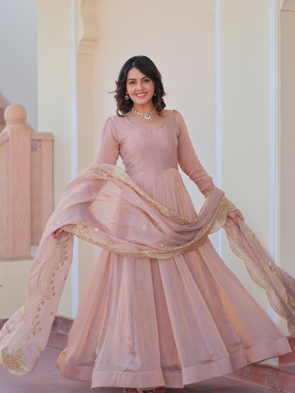 Fendy Chiffon Embroidered Gown
