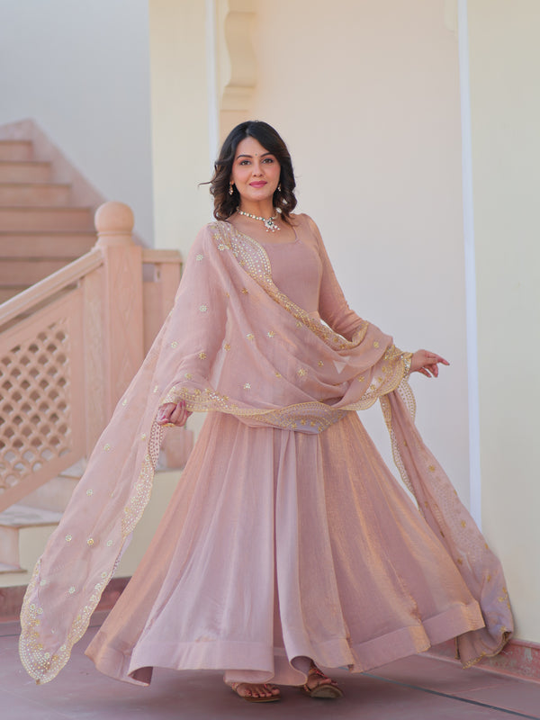 Fendy Chiffon Embroidered Gown