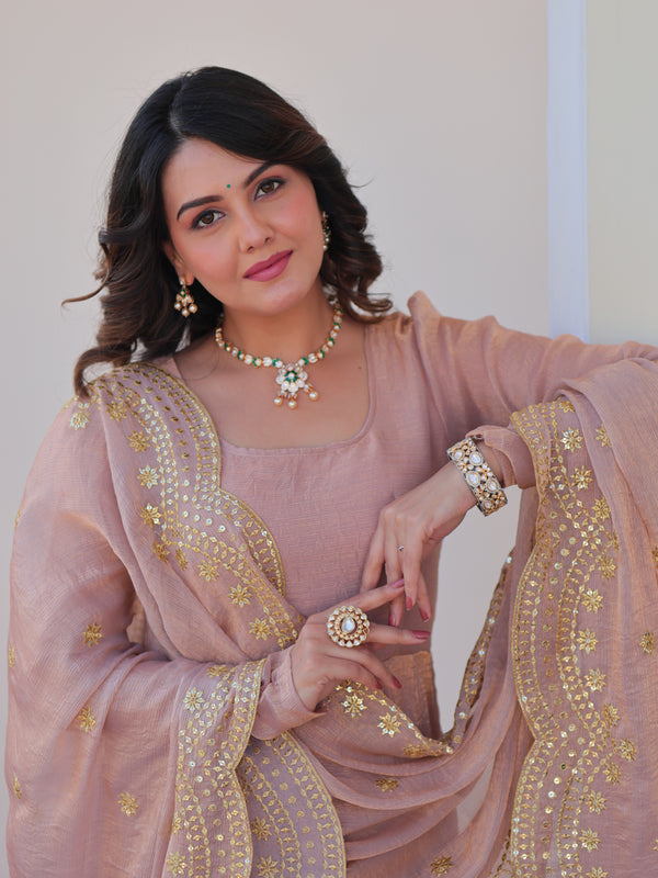 Fendy Chiffon Embroidered Gown
