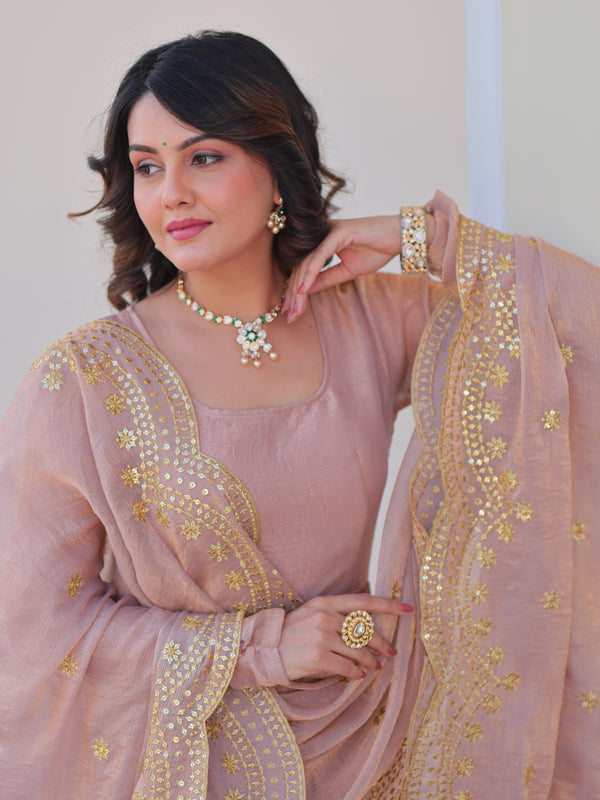 Fendy Chiffon Embroidered Gown