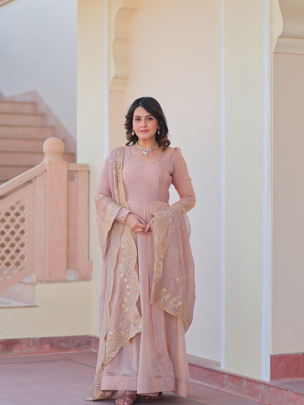 Fendy Chiffon Embroidered Gown
