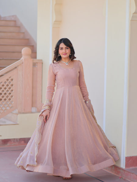 Fendy Chiffon Embroidered Gown