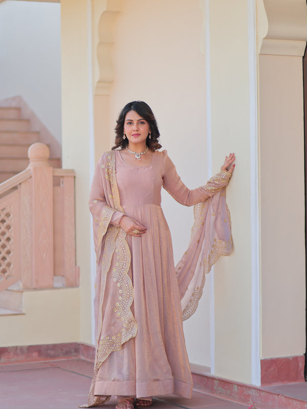Fendy Chiffon Embroidered Gown