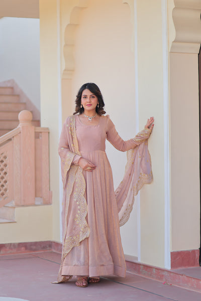 Fendy Chiffon Embroidered Gown