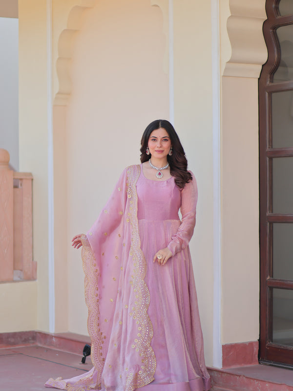 Fendy Chiffon Embroidered Gown