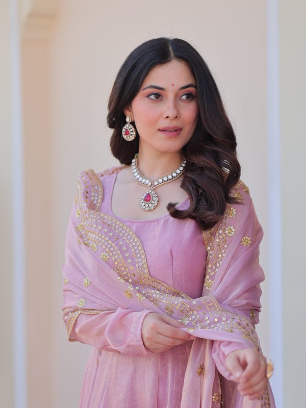 Fendy Chiffon Embroidered Gown
