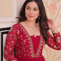 Faux Blooming Sequins Embroidered Tiered Gown