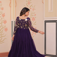 Faux Blooming Sequins Embroidered Tiered Gown
