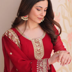 Faux Blooming Georgette Embroidered Gown with Dupatta