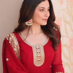 Faux Blooming Georgette Embroidered Gown with Dupatta