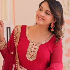 Faux Blooming Georgette Embroidered Gown with Dupatta