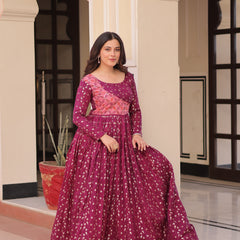 Position Print Choli Jequard Weave Gown