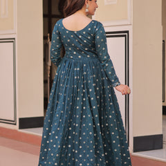 Position Print Choli Jequard Weave Gown