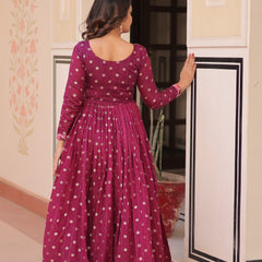Position Print Choli Jequard Weave Gown