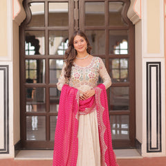 Cosmos Jequard Pearl Beads Embroidered Gown