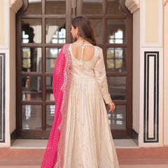 Cosmos Jequard Pearl Beads Embroidered Gown