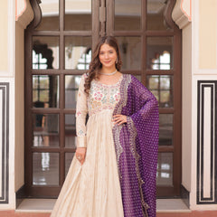 Cosmos Jequard Pearl Beads Embroidered Gown