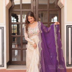 Cosmos Jequard Pearl Beads Embroidered Gown