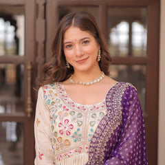 Cosmos Jequard Pearl Beads Embroidered Gown