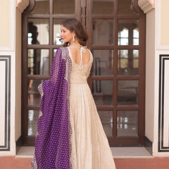 Cosmos Jequard Pearl Beads Embroidered Gown