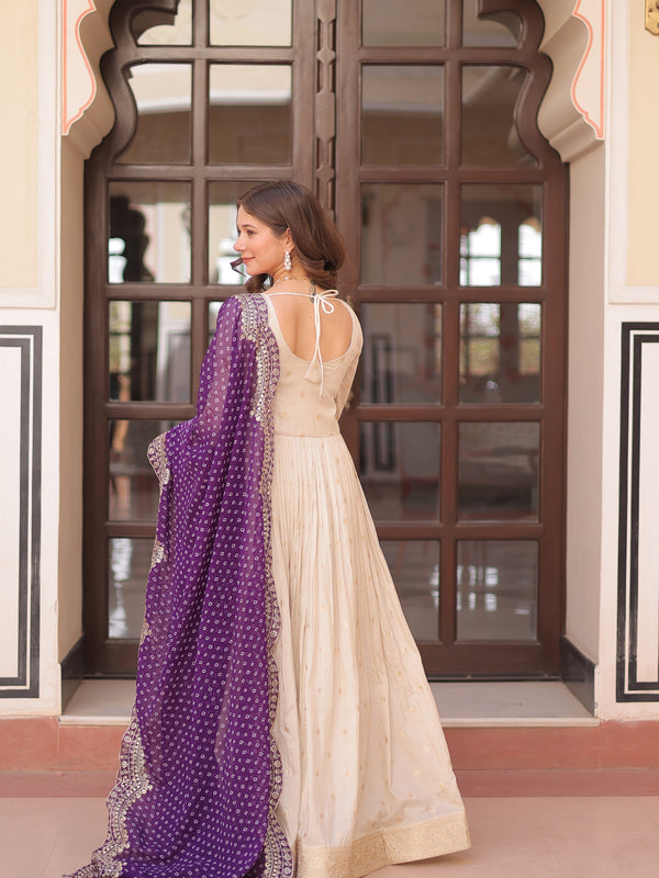 Cosmos Jequard Pearl Beads Embroidered Gown