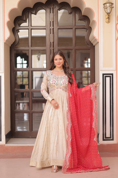 Cosmos Jequard Pearl Beads Embroidered Gown