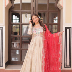 Cosmos Jequard Pearl Beads Embroidered Gown