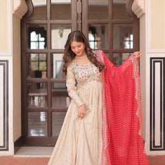 Cosmos Jequard Pearl Beads Embroidered Gown