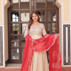 Cosmos Jequard Pearl Beads Embroidered Gown