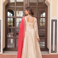 Cosmos Jequard Pearl Beads Embroidered Gown