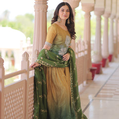 Chinnon Print Beads Embroidered Palazzo Set with Silk Dupatta