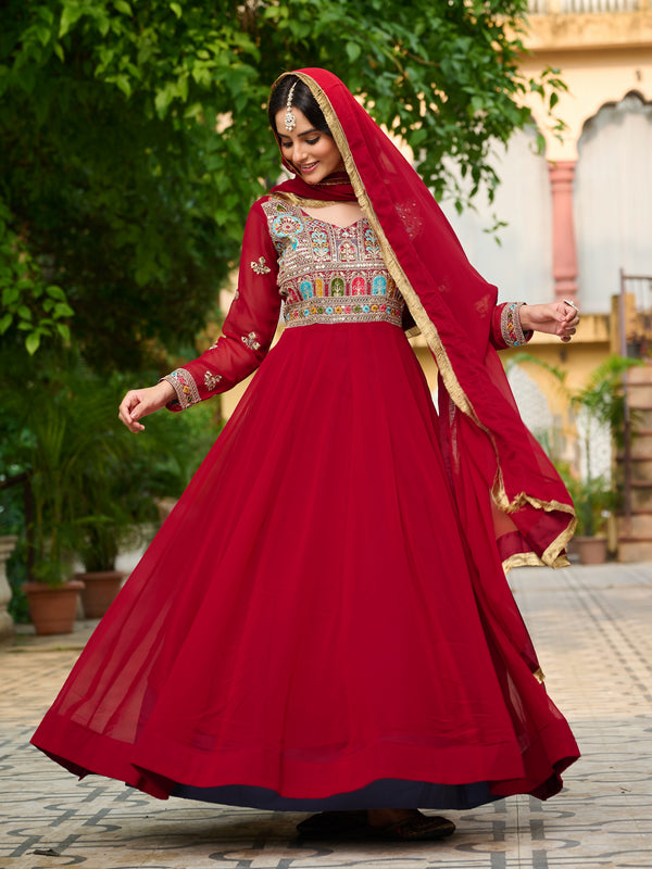 Faux Blooming Sequins Embroidered Kali Gown