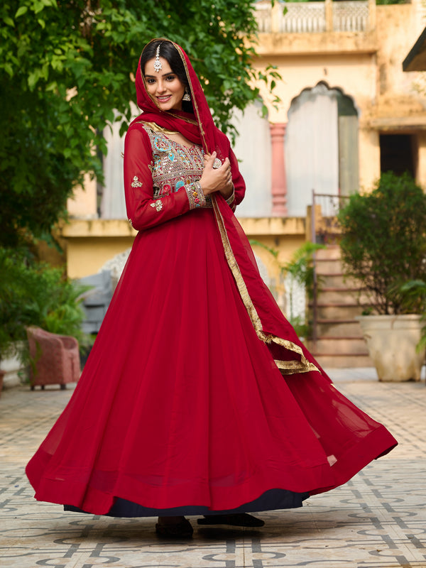 Faux Blooming Sequins Embroidered Kali Gown