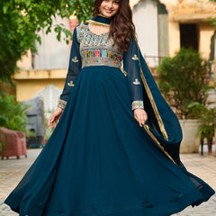 Faux Blooming Sequins Embroidered Kali Gown
