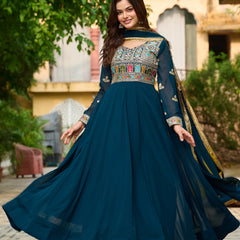 Faux Blooming Sequins Embroidered Kali Gown
