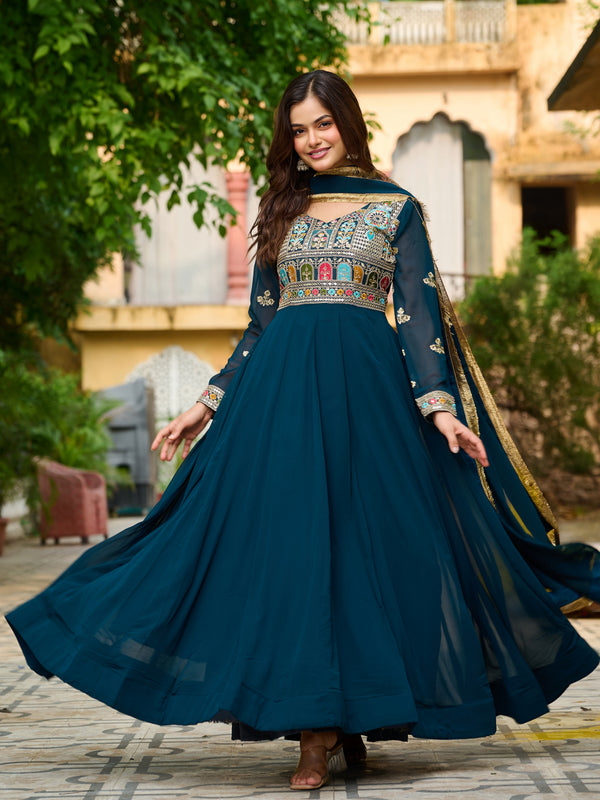 Faux Blooming Sequins Embroidered Kali Gown