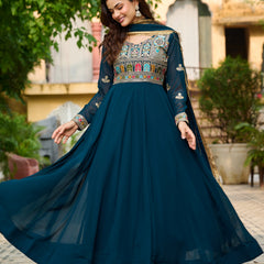 Faux Blooming Sequins Embroidered Kali Gown