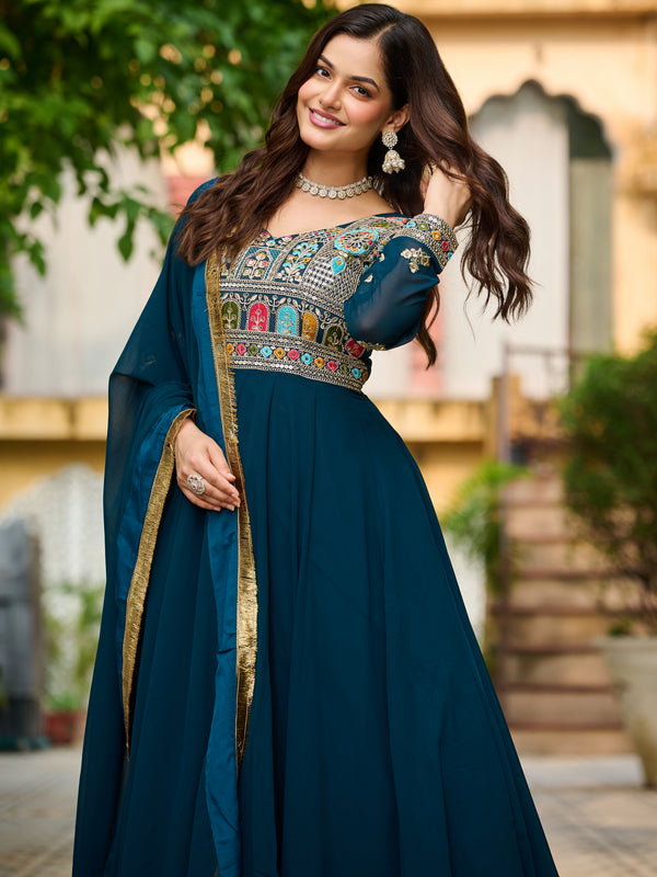 Faux Blooming Sequins Embroidered Kali Gown