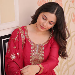 Star Georgette Zari Sequins Embroidered Gown with Dupatta