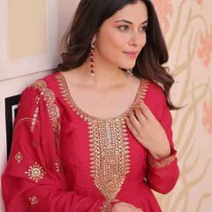 Star Georgette Zari Sequins Embroidered Gown with Dupatta