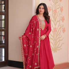 Star Georgette Zari Sequins Embroidered Gown with Dupatta