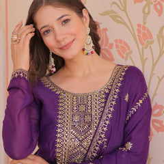 Star Georgette Zari Sequins Embroidered Gown with Dupatta