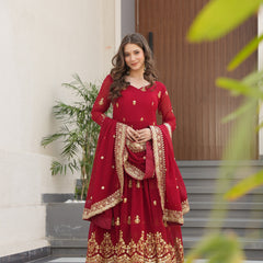 Faux Blooming Zari Sequins Embroidered Gown with Dupatta