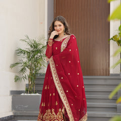 Faux Blooming Zari Sequins Embroidered Gown with Dupatta