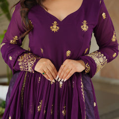 Faux Blooming Zari Sequins Embroidered Gown with Dupatta