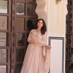 Star Georgette Beads Sequins Embroidered Gown with Dupatta
