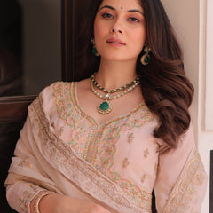 Star Georgette Beads Sequins Embroidered Gown with Dupatta