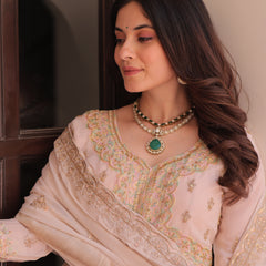 Star Georgette Beads Sequins Embroidered Gown with Dupatta